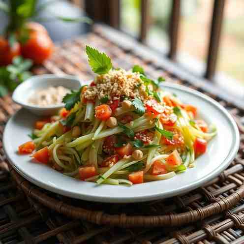 Lao Green Papaya Salad Recipe - Make Tam Mak Hoong